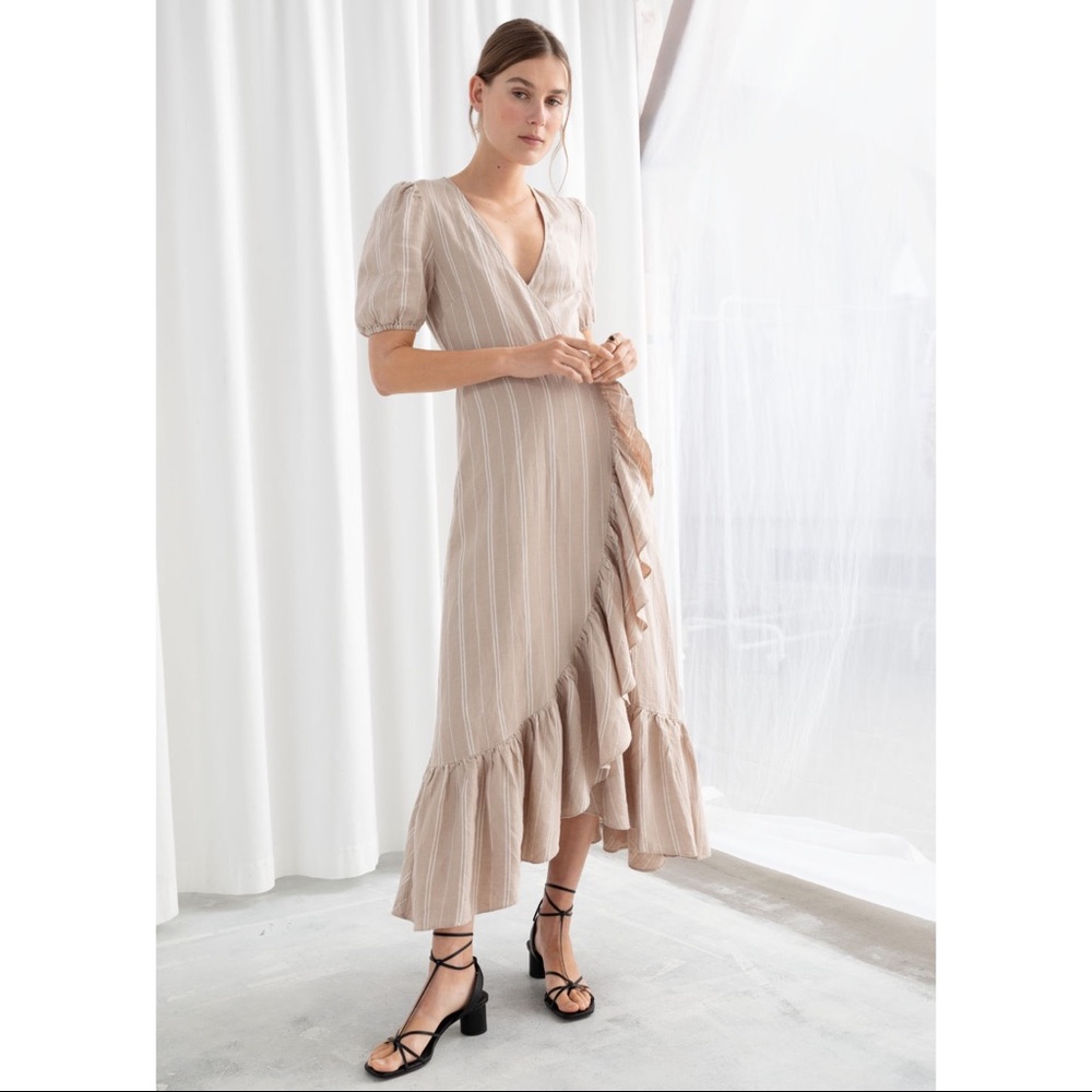 ❌SOLD❌ & Other Stories Ruffled Linen Wrap Dress